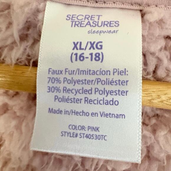 Secret Treasures Pink Sherpa Fleece Hooded Cardigan Jacket XL (16-18) Cozy - Picture 3 of 5